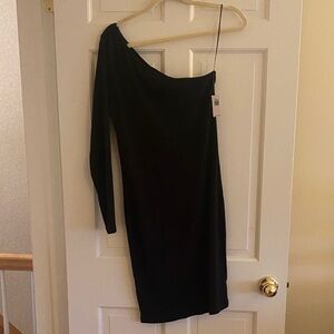 Old Navy Ribbed Knit Black One-Shoulder Dress